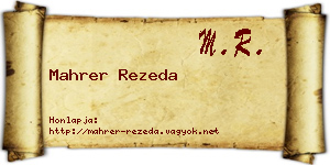Mahrer Rezeda névjegykártya